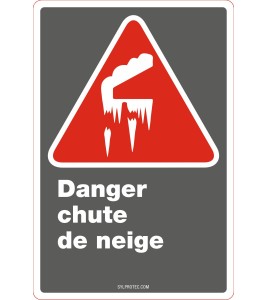 Affiche CDN «Danger chute de neige» en français: divers formats, matériaux & langues + options