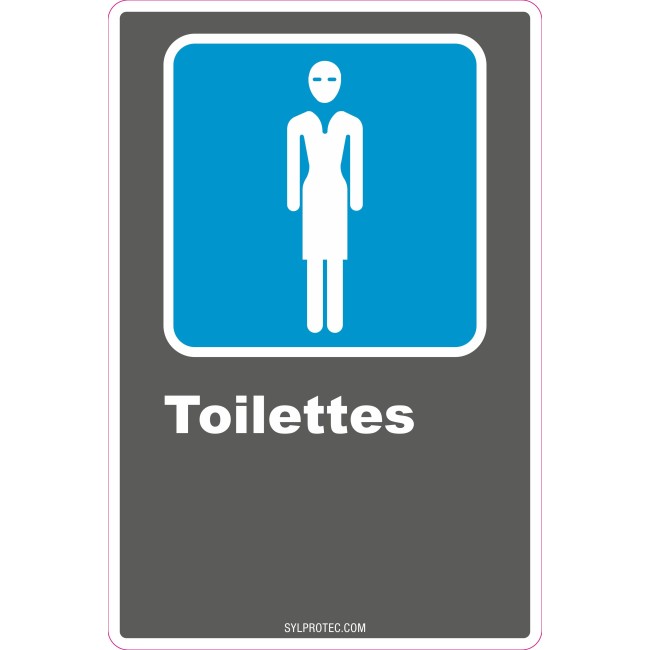 French CDN women "Toilette" sign in various sizes, shapes, materials & languages + optional features