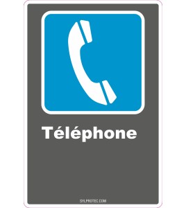 French CDN "Telephone" sign in various sizes, shapes, materials & languages + optional features