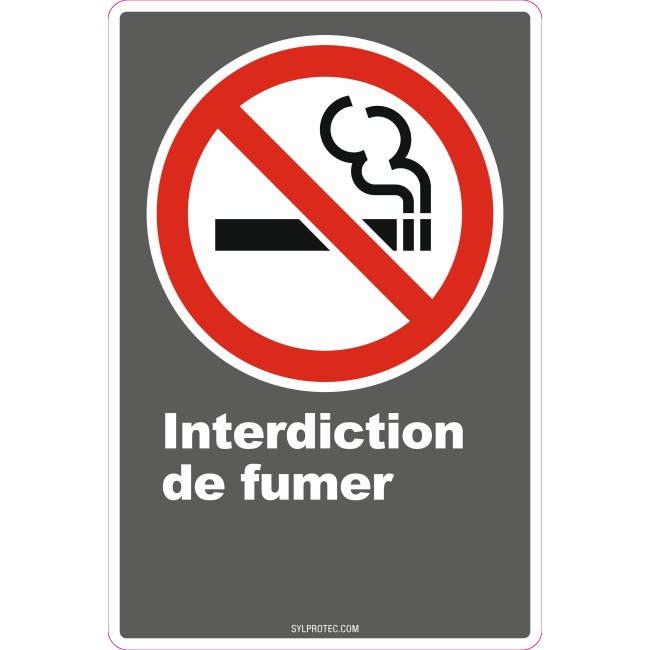 Affiche CDN «Interdiction de fumer» de langue française : formats variés, matériaux divers, d’autres langues & options