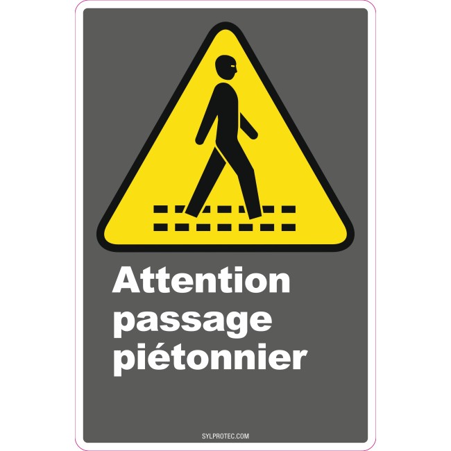 French CDN "Pedestrian Crossing" sign in various sizes, shapes, materials & languages + optional features