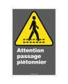 French CDN "Pedestrian Crossing" sign in various sizes, shapes, materials & languages + optional features