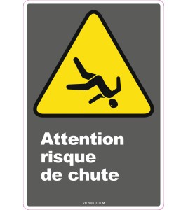 French CDN "Caution Fall Hazard" sign in various sizes, shapes, materials & languages + optional features