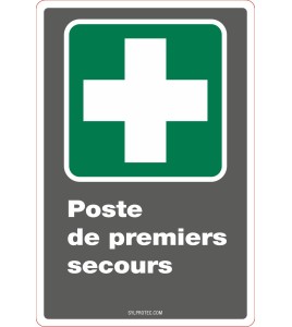 French CDN "First Aid Station" sign in various sizes, shapes, materials & languages + optional features