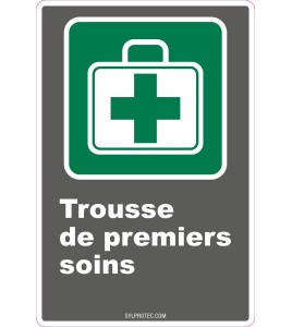 French CDN "First Aid Kit" sign in various sizes, shapes, materials & languages + optional features