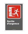 Affiche d’urgence et d’incendie «Sortie d’urgence» en divers formats, matériaux, langues & éléments optionnels