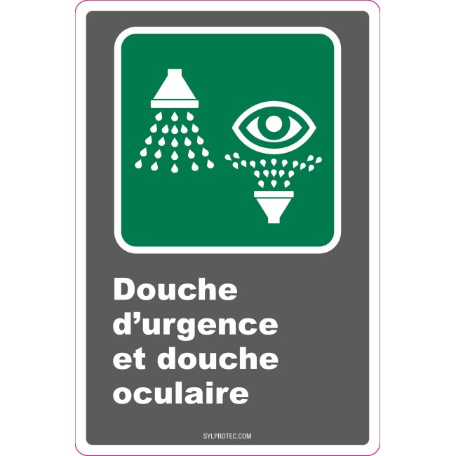 Affiche CDN «Douche d’urgence et oculaire» en français, formats & matériaux divers, d’autres langues & options