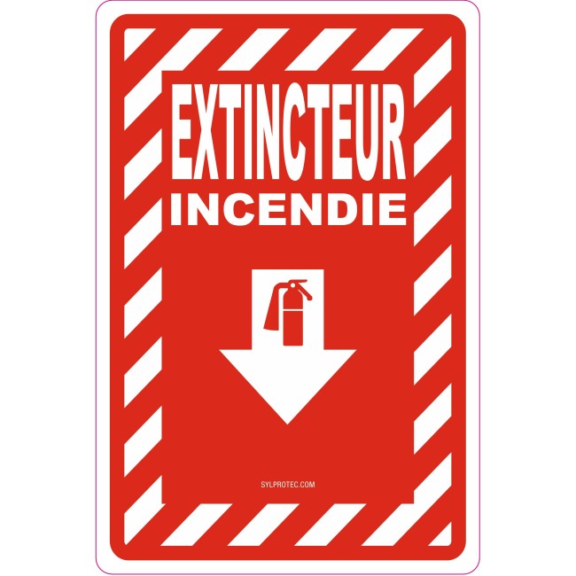 French "Extincteur Incendie" -sign of various sizes and different materials.