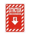 French "Extincteur Incendie" -sign of various sizes and different materials.