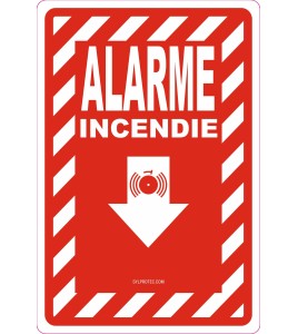 Affiche d’urgence et d’incendie «Alarme Incendie» en divers formats, matériaux, langues & éléments optionnels