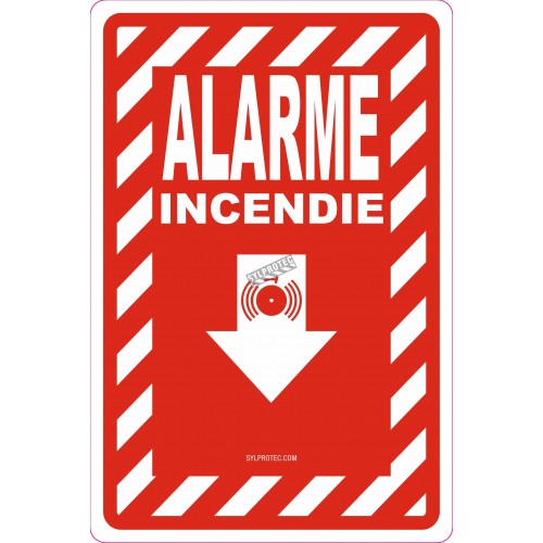 Affiche d’urgence et d’incendie «Alarme Incendie» en divers formats, matériaux, langues & éléments optionnels