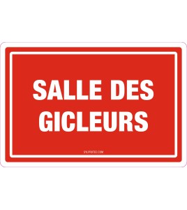 Affiche d’urgence et d’incendie «Salle des gicleurs» en divers formats, matériaux, langues & options