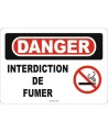 Affiche OSHA «Danger Interdiction de fumer» en français: langues, options, formats & matériaux variés