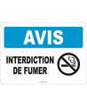 Affiche OSHA «Avis Interdiction de fumer» en français: langues, options, formats & matériaux variés