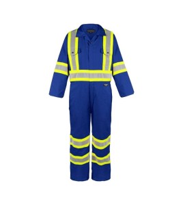 Terra blue, unlined coveralls with reflective stripes., sold individually