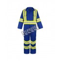 Terra blue, unlined coveralls with reflective stripes., sold individually