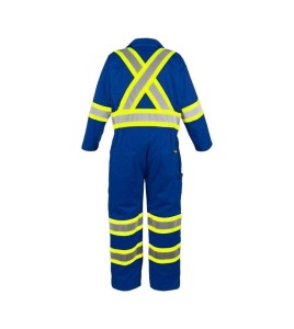 Terra blue, unlined coveralls with reflective stripes., sold individually