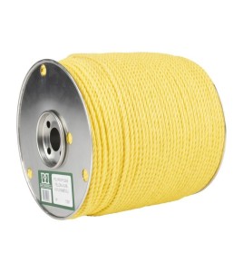 3-strand yellow industrial polypropylene rope, 3/8" diameter, 2000' long, Barry Boulerice A1PY038X2000