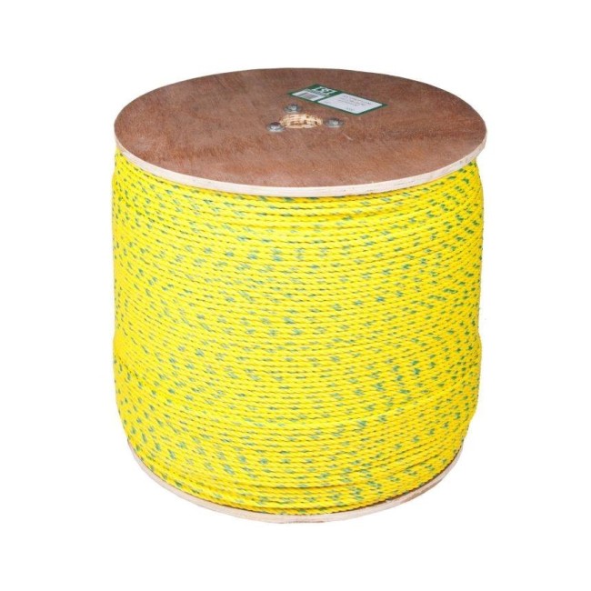 3-strand yellow industrial polypropylene rope, 1/4" diameter, 5000' long, Barry Boulerice A1PY014/50