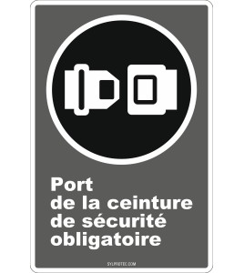 Affiche CDN « Port de la ceinture de sécurité obligatoire » en français: langues, formats & matériaux divers + options