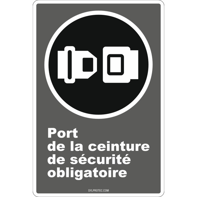 Affiche CDN « Port de la ceinture de sécurité obligatoire » en français: langues, formats & matériaux divers + options