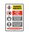 Affiche « Danger amiante, entrée interdite sans équipement… » en français: langues, formats & matériaux divers + options