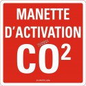 Affiche « Manette d’activation CO2 » en français: langues, formats & matériaux divers + options