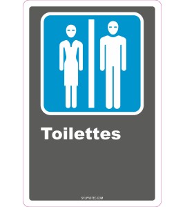 French CDN men and women "Toilette" sign in various sizes, shapes, materials & languages + optional features