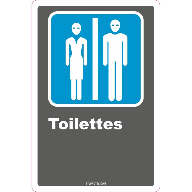 French CDN men and women "Toilette" sign in various sizes, shapes, materials & languages + optional features