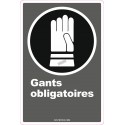 Affiche CDN «Gants obligatoires» de langue française: langues, formats & matériaux divers + options