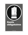 French CDN "Gloves Mandatory" sign in various sizes, shapes, materials & languages + optional features