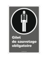 French CDN "Life Jacket Mandatory" sign in various sizes, shapes, materials & languages + optional features