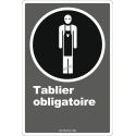 Affiche CDN «Tablier obligatoire» de langue française: langues, formats et matériaux divers + options