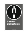 Affiche CDN «Tablier obligatoire» de langue française: langues, formats et matériaux divers + options