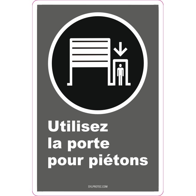 French CDN"Use Pedestrian Doorway" sign in various sizes, shapes, materials & languages + optional features