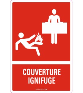 Affiche d’urgence et d’incendie «couverture ignifuge» en divers formats, matériaux, langues & options