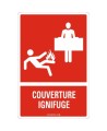 French emergency "fire blanket" sign in various sizes, shapes, materials & languagesand optional features