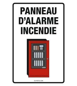 French sign " Fire alarm panel " sign: many sizes, shapes, materials & languages + optional features