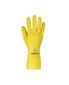 Yellow latex, textured, flocked cotton glove 12" long and 12 mils thick, sold by the pair