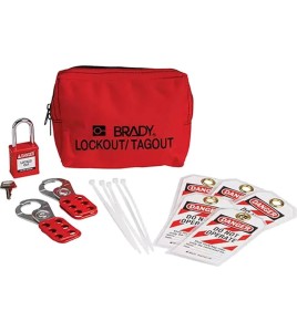 Padlocking and tagging kit with nylon safety padlock, electric set, sold per set. This kit is available in English only