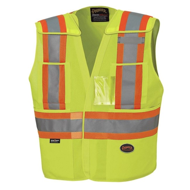 Pioneer yellow high-visibility safety jacket, class 2, level 2, detachable, 5 pockets, sold individually