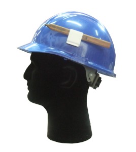 Adhesive pen clip for construction or hard helmets. White color, Sold individually