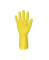 Yellow latex, textured, flocked cotton glove 12" long and 12 mils thick, sold by the pair