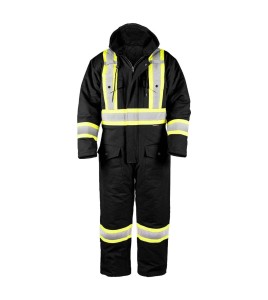 Terra low-visibility black cotton coverall with polyester lining, sold individually in sizes small (P) to - 5XL