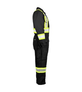 Terra low-visibility black cotton coverall with polyester lining, sold individually in sizes small (P) to - 5XL