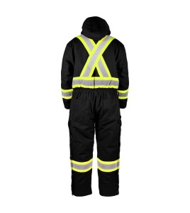 Terra low-visibility black cotton coverall with polyester lining, sold individually in sizes small (P) to - 5XL