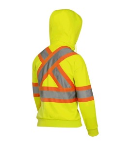 Women's orange Pioneer fleece hoodie made of high-visibility 10.5 oz polyester, sold individually