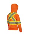 Women's orange Pioneer fleece hoodie made of high-visibility polyester, sold individually