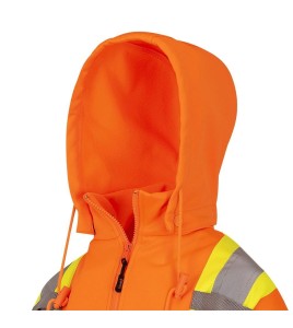 Women's orange Pioneer fleece hoodie made of high-visibility polyester, sold individually