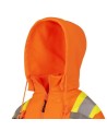 Women's orange Pioneer fleece hoodie made of high-visibility polyester, sold individually